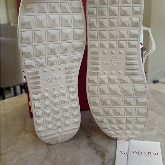 Valentino Women's White and Purple Studded Sneakers-only worn ONCE! - Picture 7 of 8